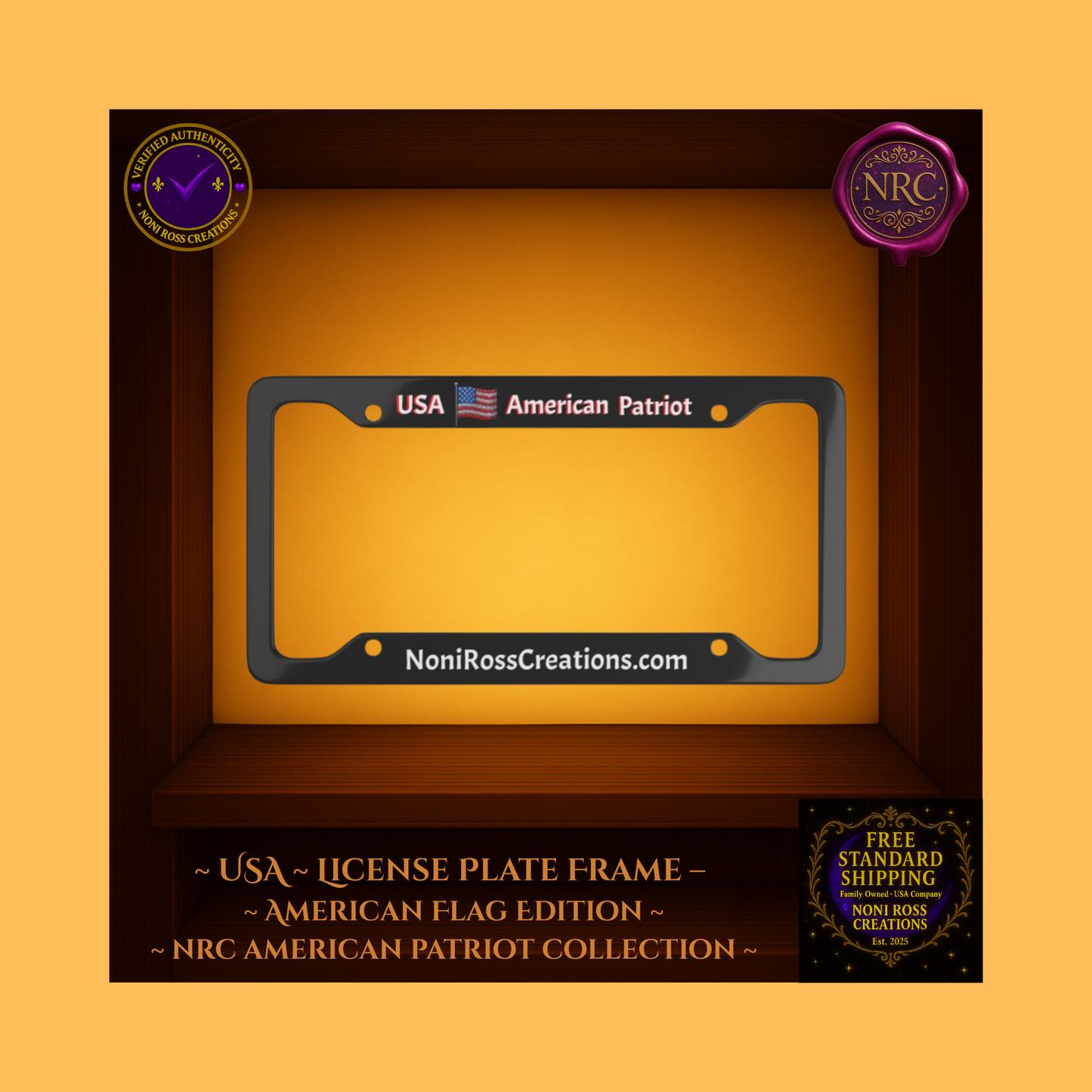 ππ€ππ¦
USA American Patriot License Plate Frame β American Flag Edition | Noni Ross Creations