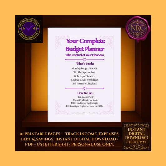 Complete Budget Planner Printable PDF | Noni Ross Creations
