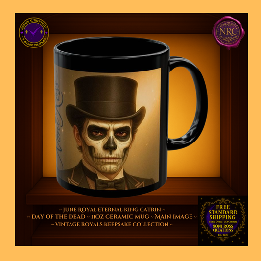 June Eternal King Catrin Mug 11 oz in silver, gold, and ivory | π©΅ Noni Ross Creations