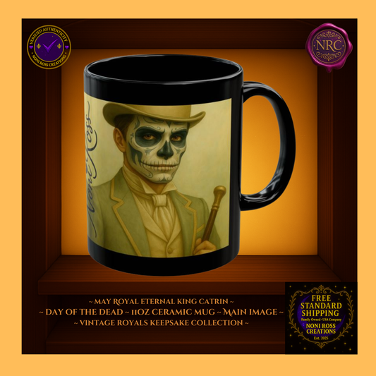 May Eternal King Catrin Mug 11 oz in blush rose and antique gold tones | π Noni Ross Creations