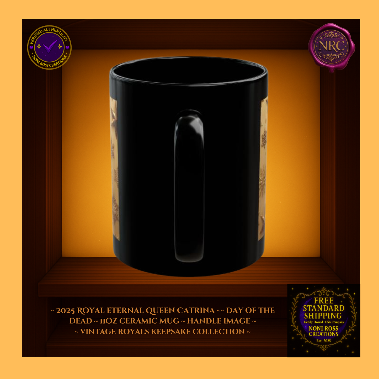 Handle detail β porcelain white interior with gold accent rim, 11 oz ceramic mug