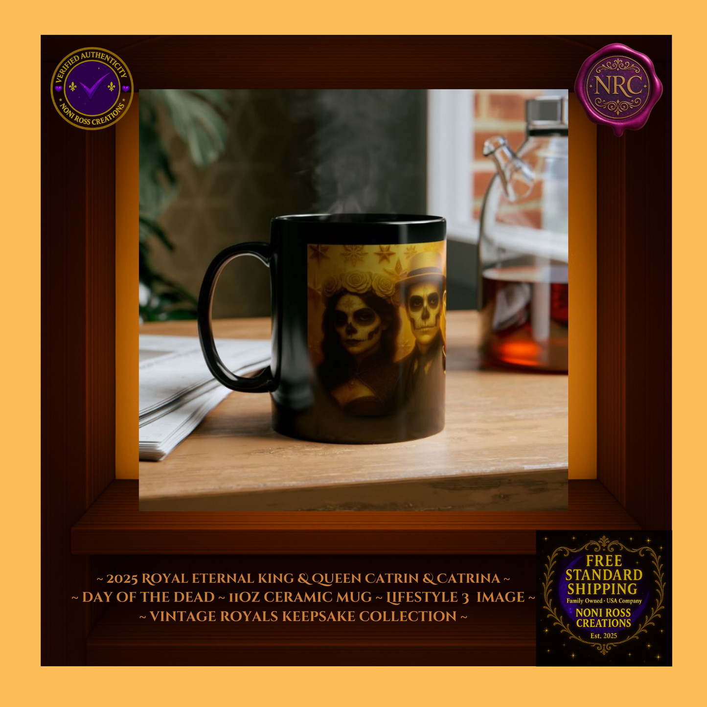 Lifestyle scene β King & Queen Mugs with pastries and winter lights | π NoniRossCreations.comβ