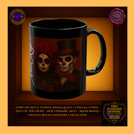 February Eternal King & Queen Catrin & Catrina Mug Set 11 oz in amethyst, silver, and rose-gold tones | 💜 Noni Ross Creations