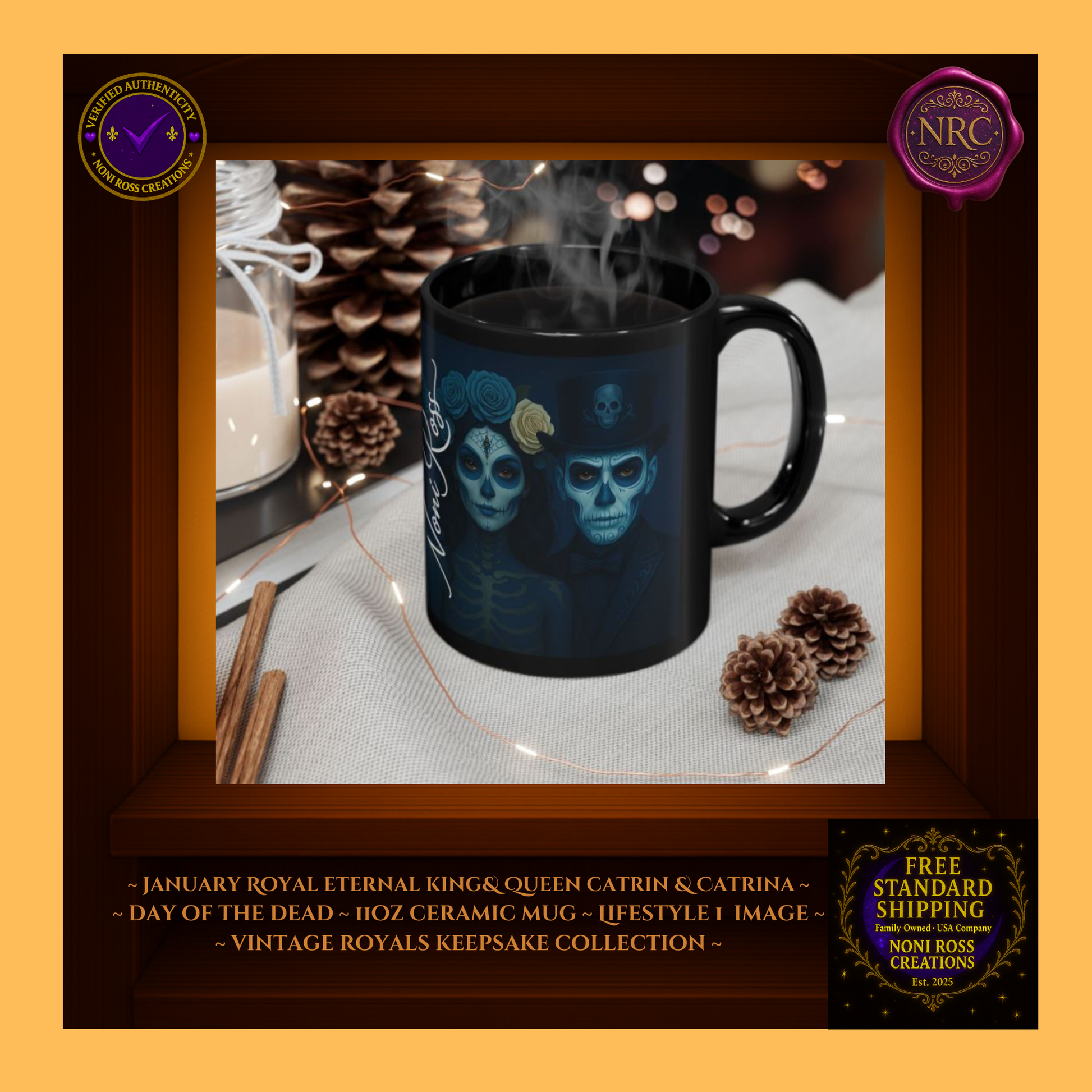 January Eternal King & Queen Mug Set displayed on marble table with candles and roses—romantic gothic morning ritual