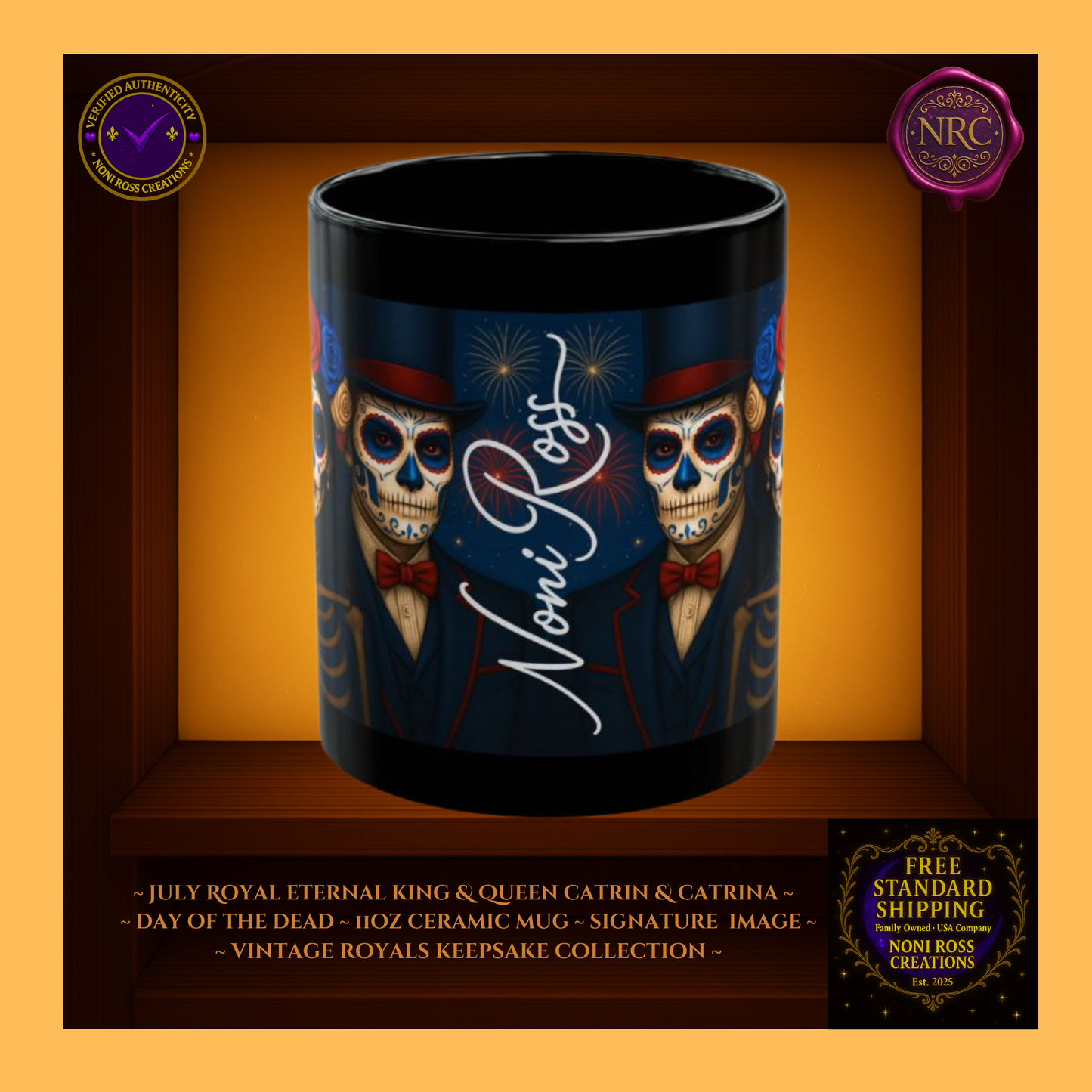 Signature spineโ๐ Noni Ross Creations logo with Vintage Royals filigree on deep blue background, collectorโs set