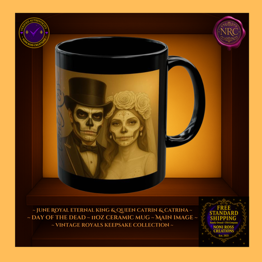 June Eternal King & Queen Catrin & Catrina Mug Set 11 oz in silver, gold, and ivory | π Noni Ross Creations