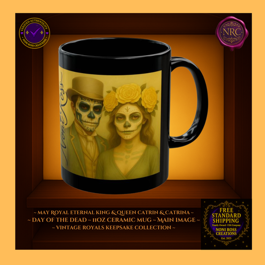 May Eternal King & Queen Catrin & Catrina Mug Set 11 oz in blush rose and gold tones | π Noni Ross Creations