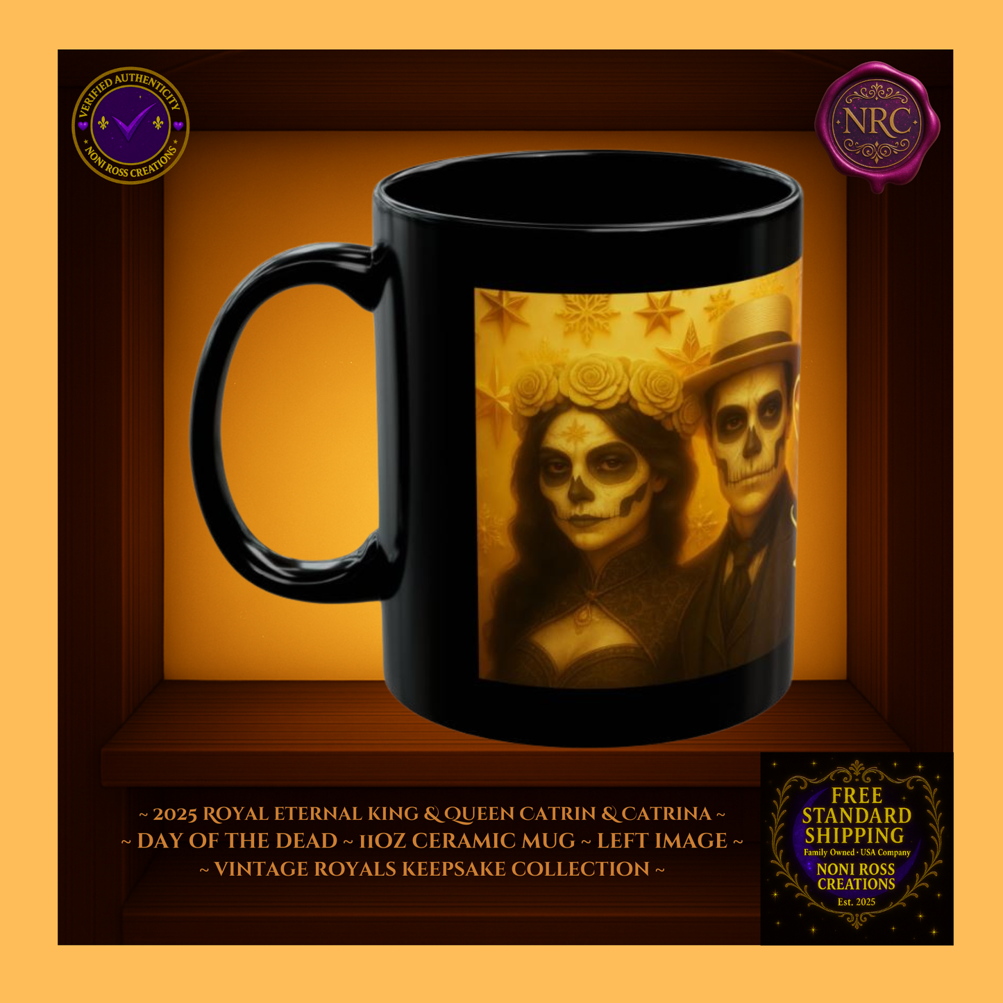 Left side β 2025 Eternal King & Queen Mugs showing icy blue robes and silver trim, 11 oz ceramic mugs