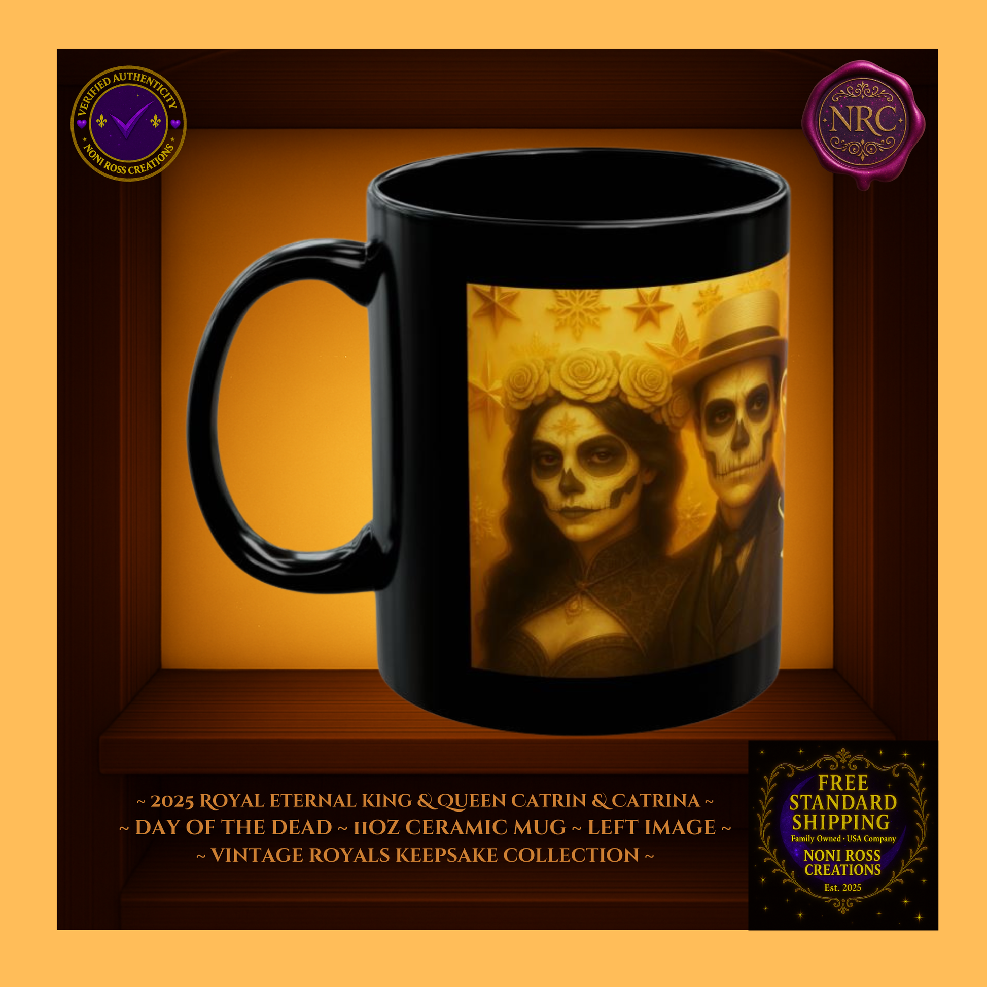 Left side β 2025 Eternal King & Queen Mugs showing icy blue robes and silver trim, 11 oz ceramic mugs