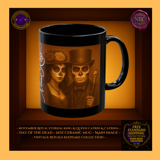 November Eternal King & Queen Catrin & Catrina Mug Set 11 oz in silver, gray, and rose gold tones | ๐ Noni Ross Creations