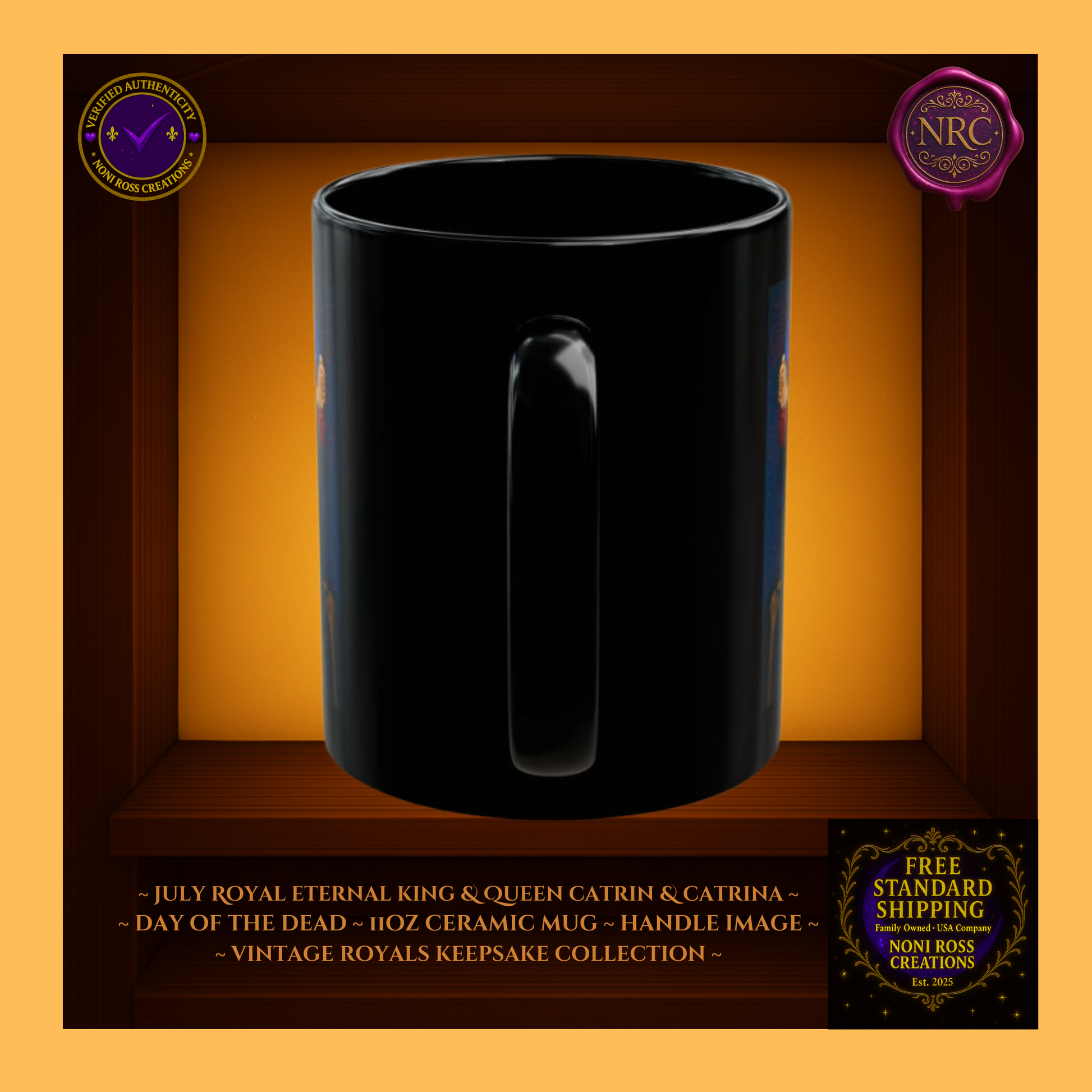 Handle detailโporcelain white interior with red and gold trim, 11 oz ceramic mugs