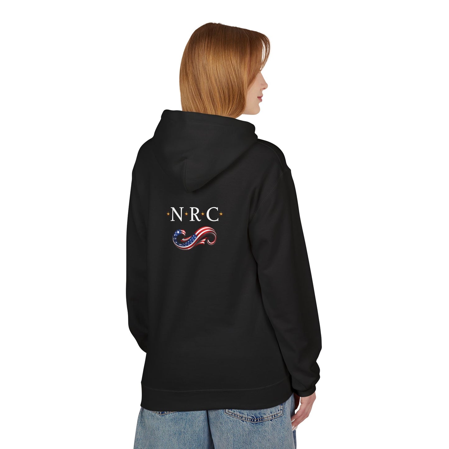 Patriotic Witch Infinity Flag Hoodie – Vintage Pinup Fleece Pullover | Noni Ross Creations