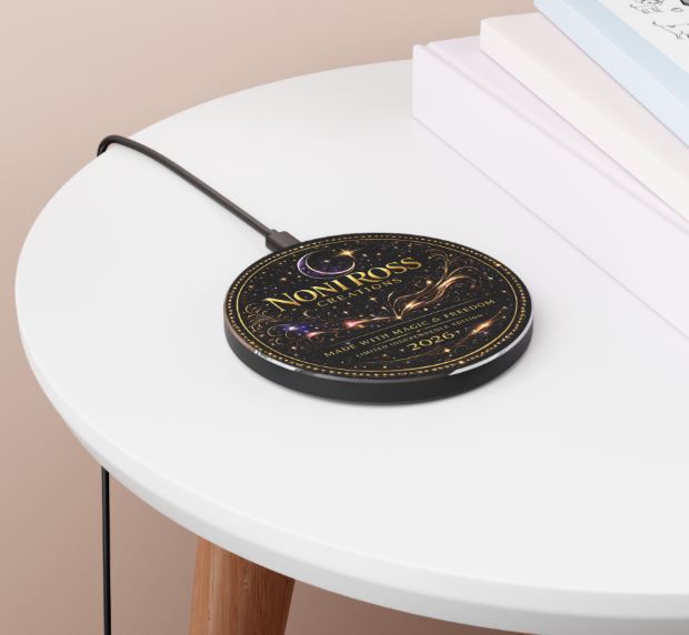 Eternal Royals April Wireless Charger | Gothic Skeleton Couple Qi Charging Pad | Dark Fantasy Desk Decor | Celestial Phone Charger