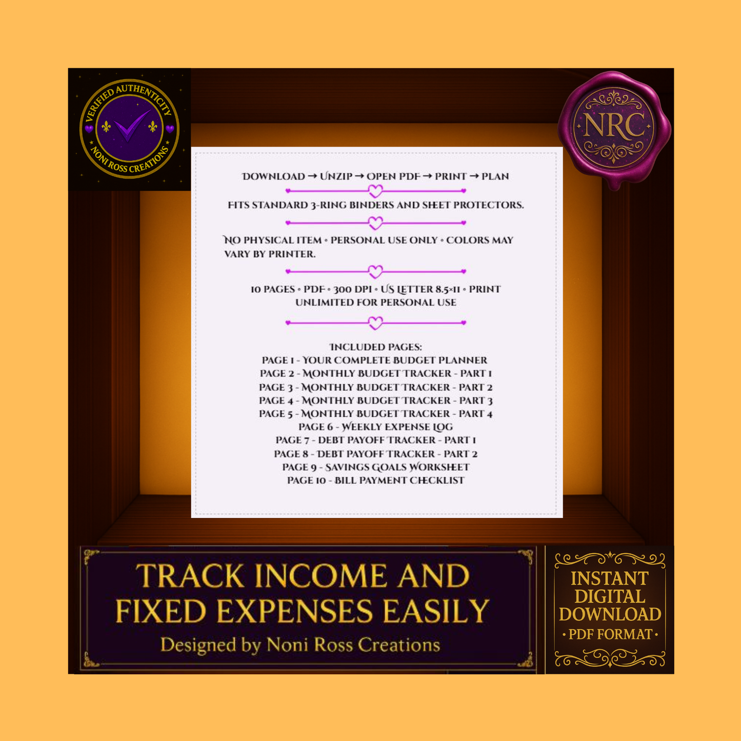 Complete Budget Planner Printable PDF | Noni Ross Creations