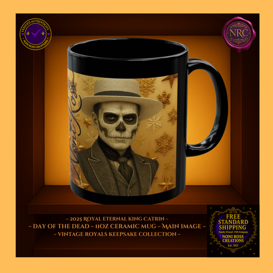 2025 Eternal King Catrin Mug 11 oz in golden amber and bronze hues | 💜 Noni Ross Creations