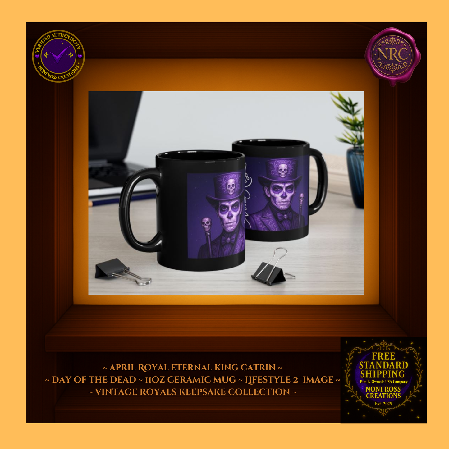 Cozy spring setting—Eternal King Catrin Mug near pastry and book, soft sky-blue and silver palette