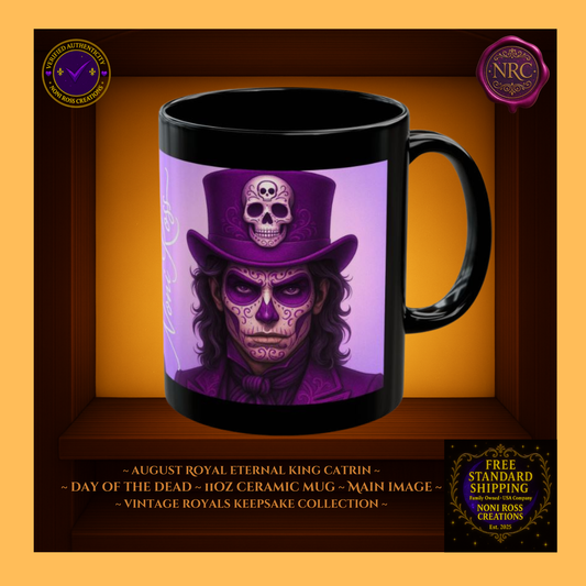 August Eternal King Catrin Mug 11 oz in amber gold and amethyst violet | 💜 Noni Ross Creation