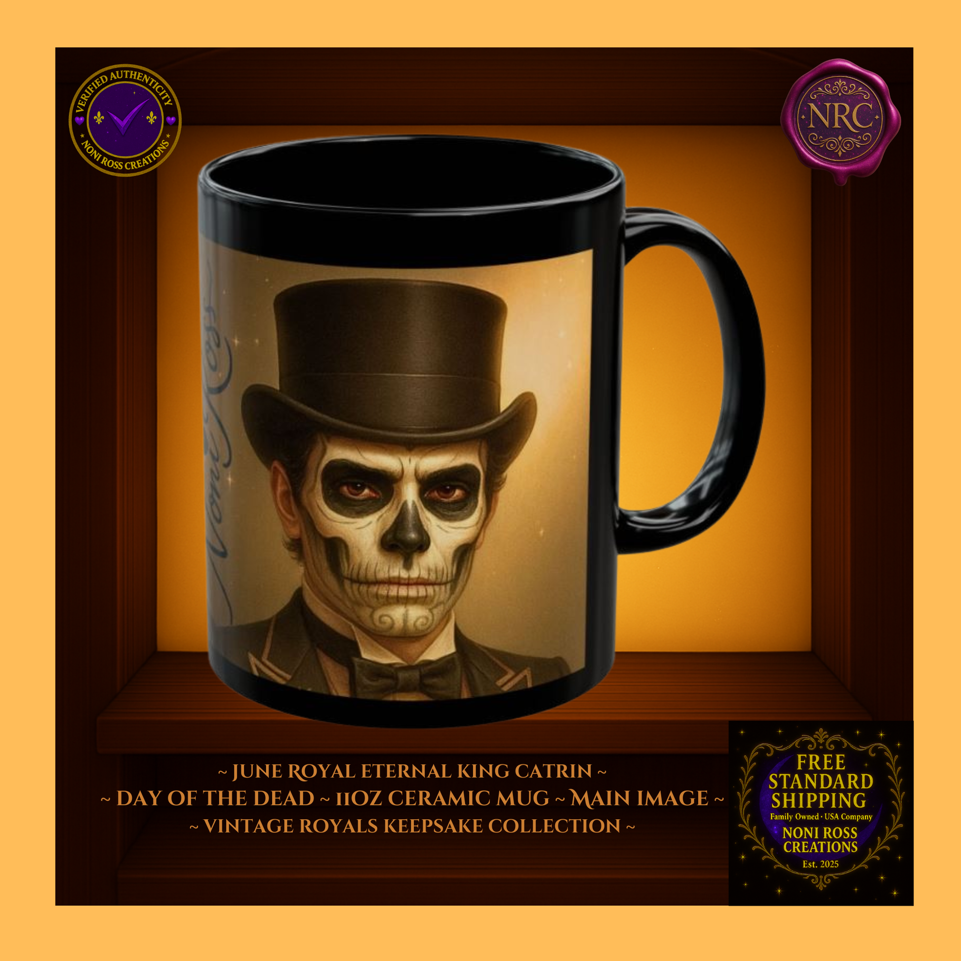 June Eternal King Catrin Mug 11 oz in silver, gold, and ivory | 🩵 Noni Ross Creations