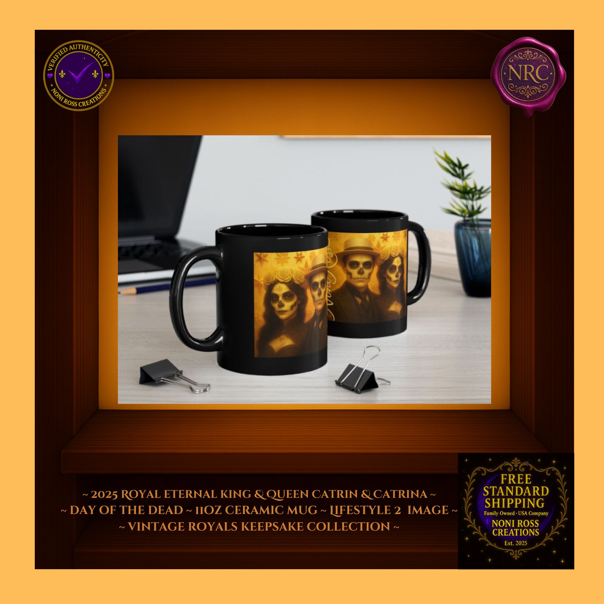Collector display — 2025 Eternal King & Queen Mugs in silver-blue palette | 💜 Noni Ross Creations
