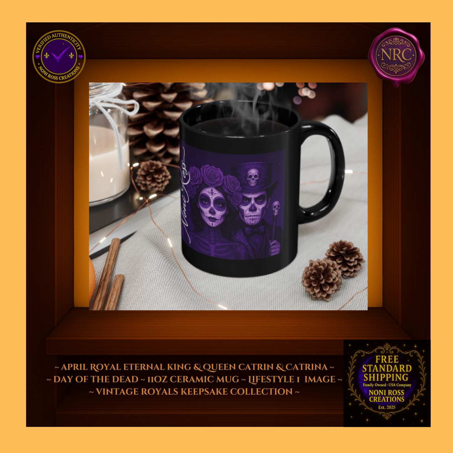 April King & Queen Mug Set styled with flowers and candle—royal morning ritual | 💙 Noni Ross Creations