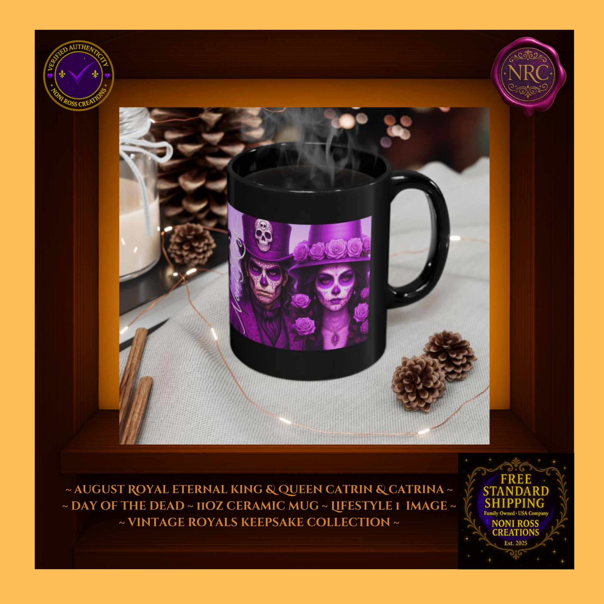 August King & Queen Mug Set beside flowers and candles — royal late-summer ritual | 💜 Noni Ross Creations