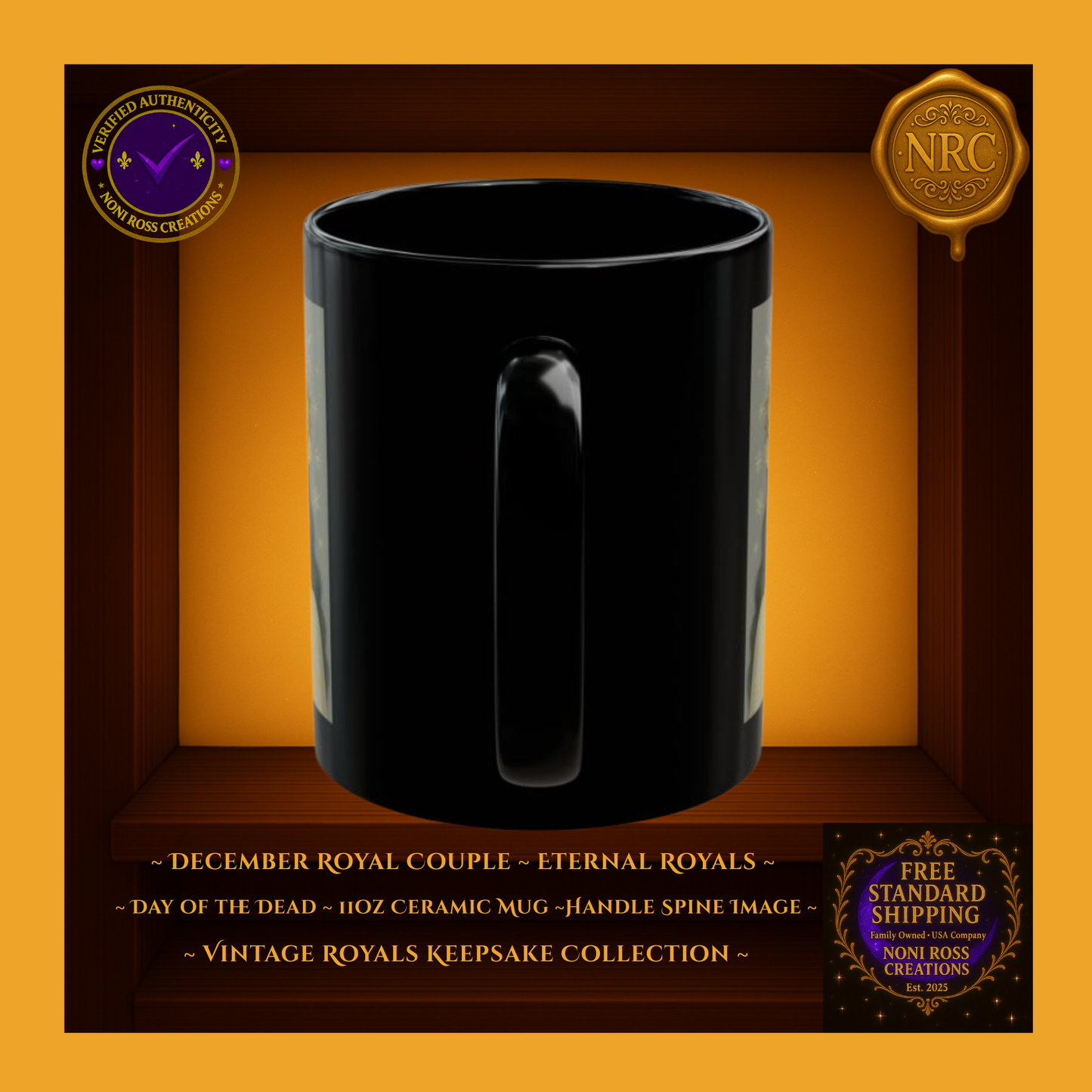 Handle detail — porcelain white interior with silver edge design, 11 oz ceramic mug