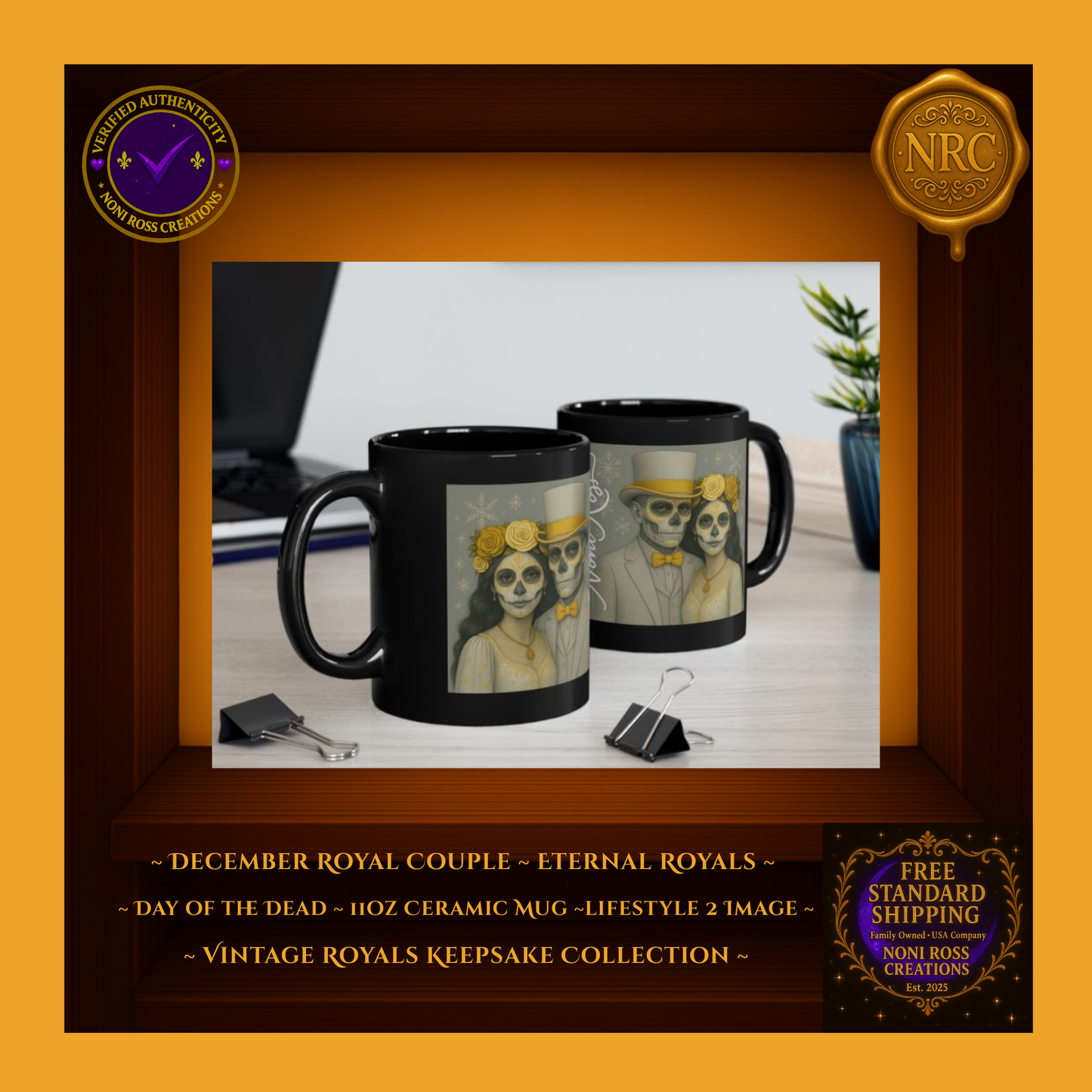 Cozy display — Eternal King Catrin Mug near pastry and white rose décor, silver-blue palette