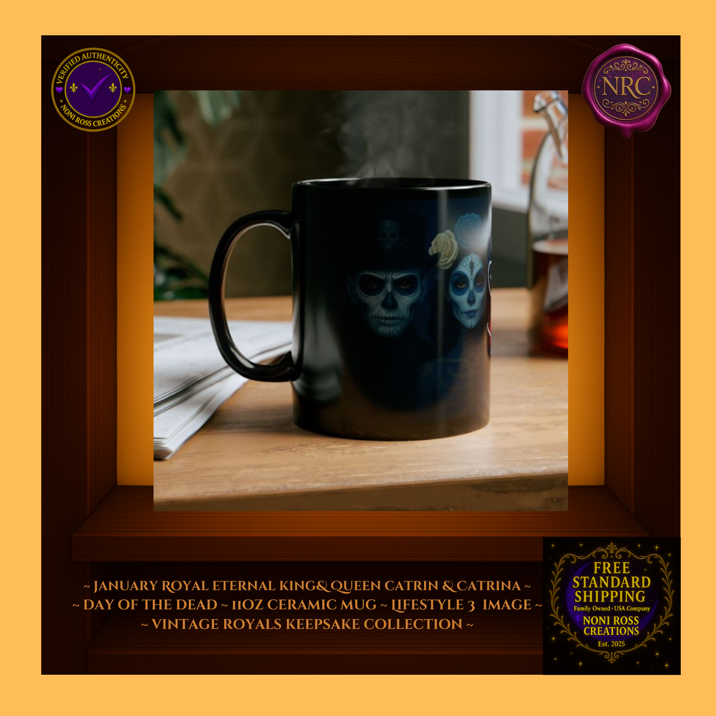 Breakfast setup—January Eternal King & Queen Mug Set with pastries and flowers | Vintage Royals Keepsake Collection