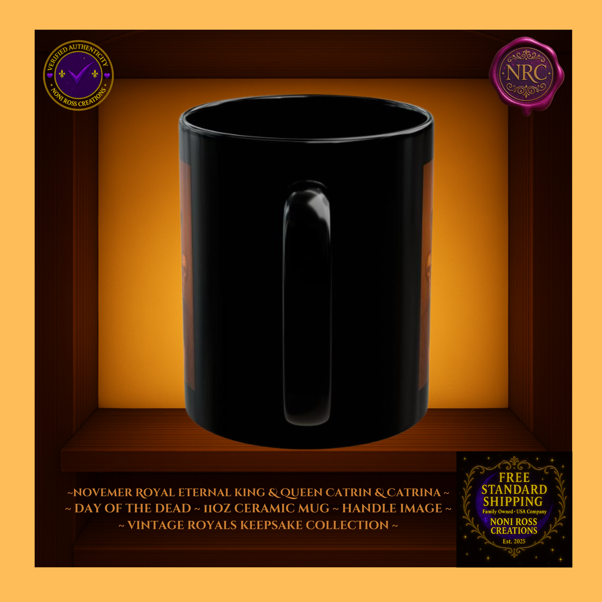 Handle detail — porcelain white interior with silver and rose gold edge finish, 11 oz ceramic mugs