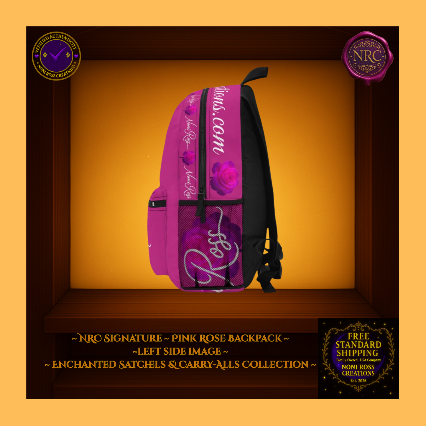 NRC Signature Pink Rose Backpack | Enchanted Satchels & Carry-Alls by Noni Ross Creations