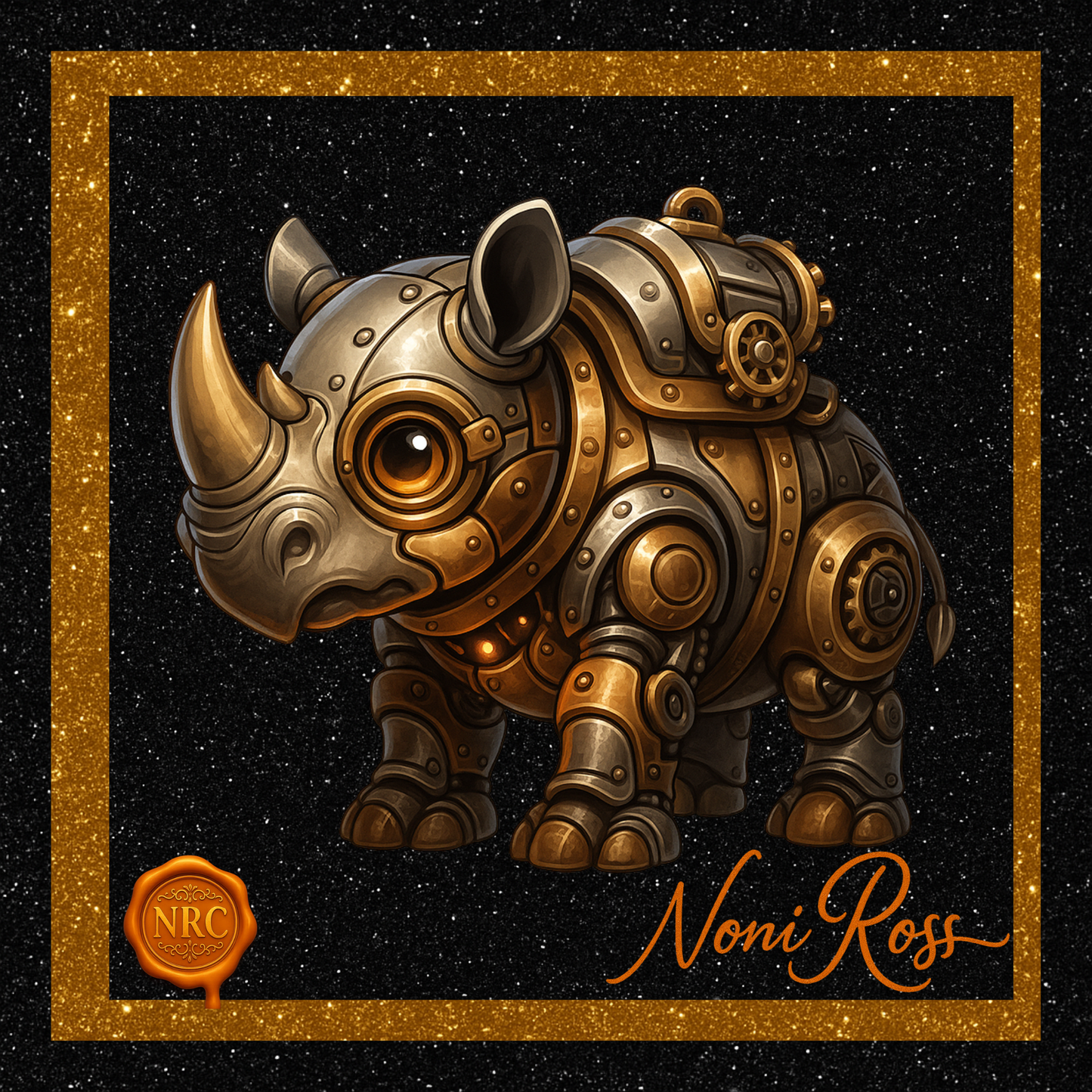 Steampunk Steam Rock Rhino Ceramic Shot Glass by Noni Ross Creations