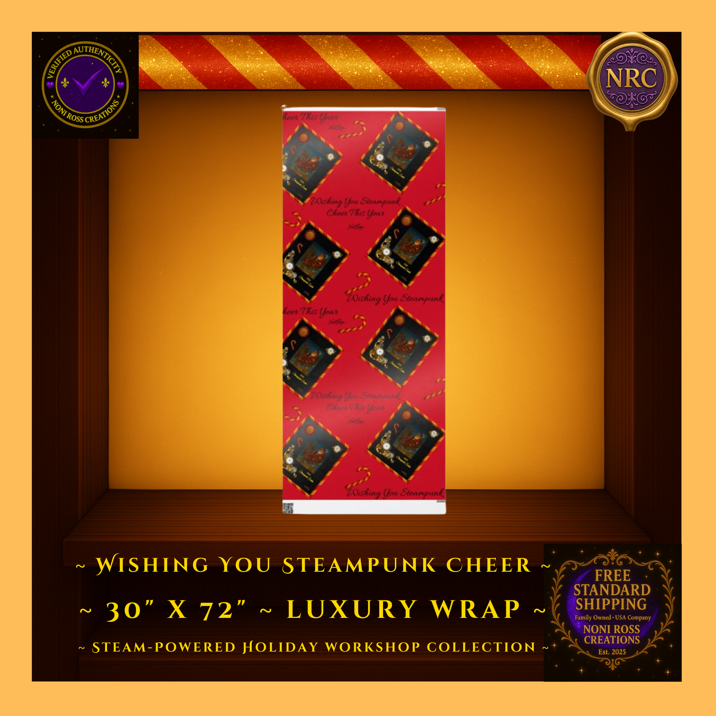 Noni Ross Creations 30x72 Steampunk Wrapping Paper – Christmas Gift Packaging Sheet