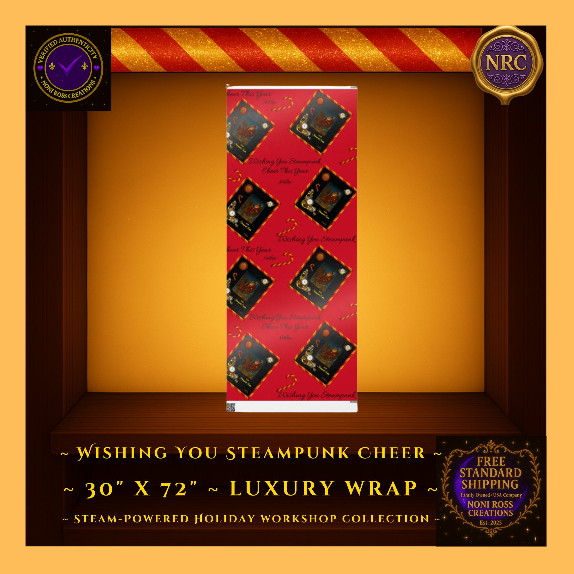 Noni Ross Creations 30x72 Steampunk Wrapping Paper – Christmas Gift Packaging Sheet