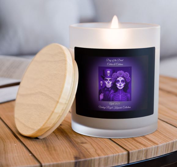 Day of the Dead candle styled home decor mockup gothic blue candle aesthetic