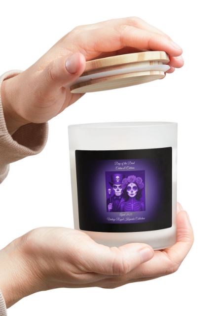 Day of the Dead candle bedside decor mockup moody gothic candle ambiance