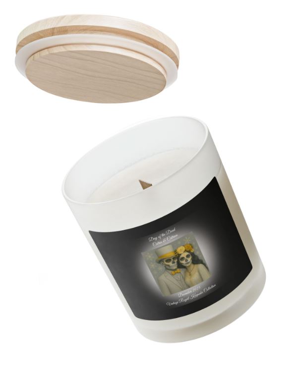 Frosted glass candle wooden wick cozy setting mockup relaxation candle scene