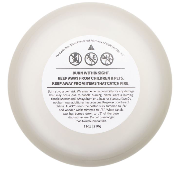 Candle bottom label view 11oz frosted glass coconut soy wax candle product base