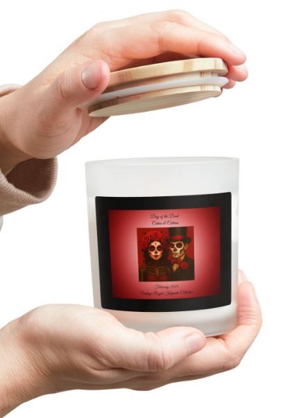 Day of the Dead candle bedside decor mockup moody gothic candle ambiance