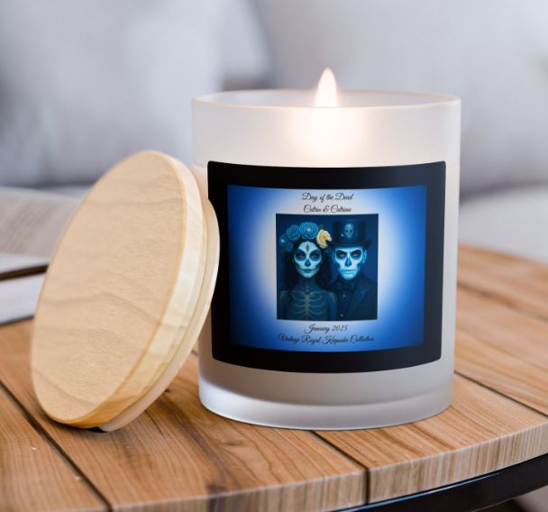 Day of the Dead candle styled home decor mockup gothic blue candle aesthetic
