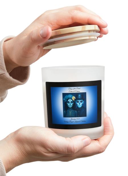 Day of the Dead candle bedside decor mockup moody gothic candle ambiance