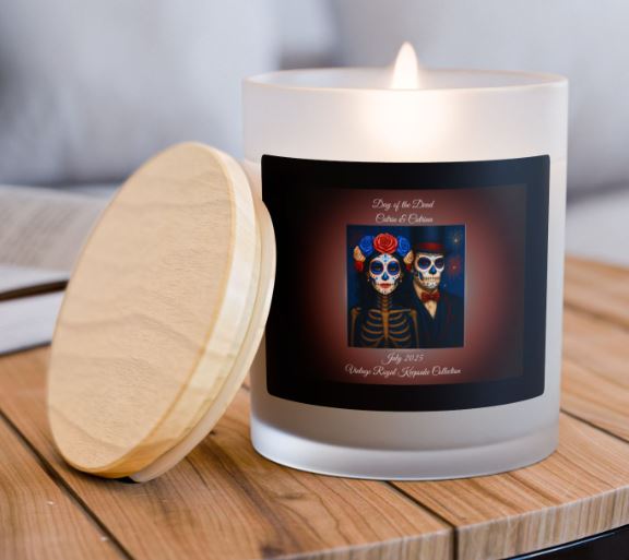 Day of the Dead candle styled home decor mockup gothic blue candle aesthetic