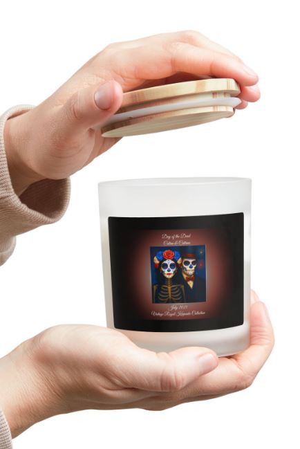 Day of the Dead candle bedside decor mockup moody gothic candle ambiance