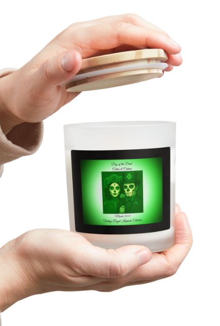 Day of the Dead candle bedside decor mockup moody gothic candle ambiance