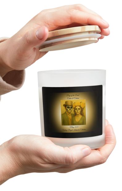 Day of the Dead candle bedside decor mockup moody gothic candle ambiance