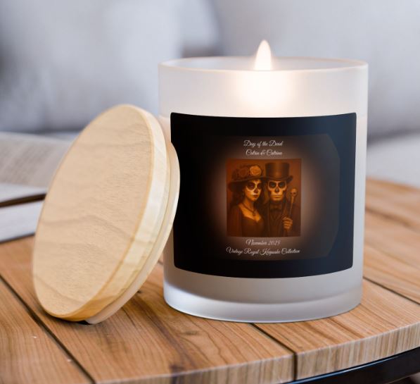 Day of the Dead candle styled home decor mockup gothic blue candle aesthetic