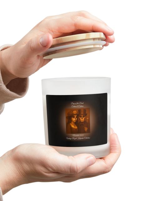 Day of the Dead candle bedside decor mockup moody gothic candle ambiance