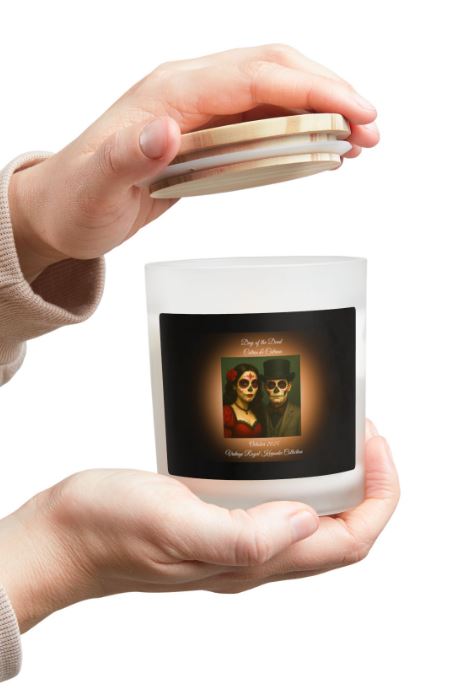 Day of the Dead candle bedside decor mockup moody gothic candle ambiance