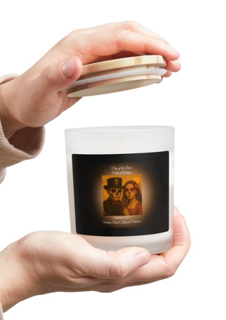 Day of the Dead candle bedside decor mockup moody gothic candle ambiance