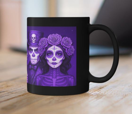 April Day of the Dead mug purple couple design mockup Noni Ross Creations