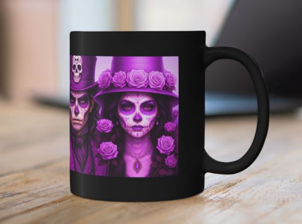 August Day of the Dead mug pink couple design mockup Noni Ross Creations